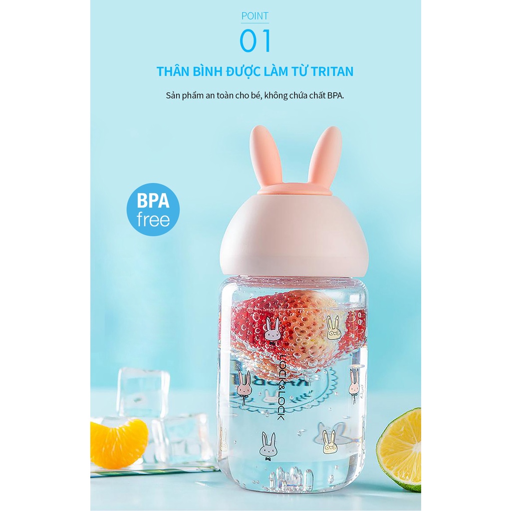 Bình Nước Trẻ Em Lock&amp;Lock Cute Bottle ABF652 380ml - Hàng Chính Hãng