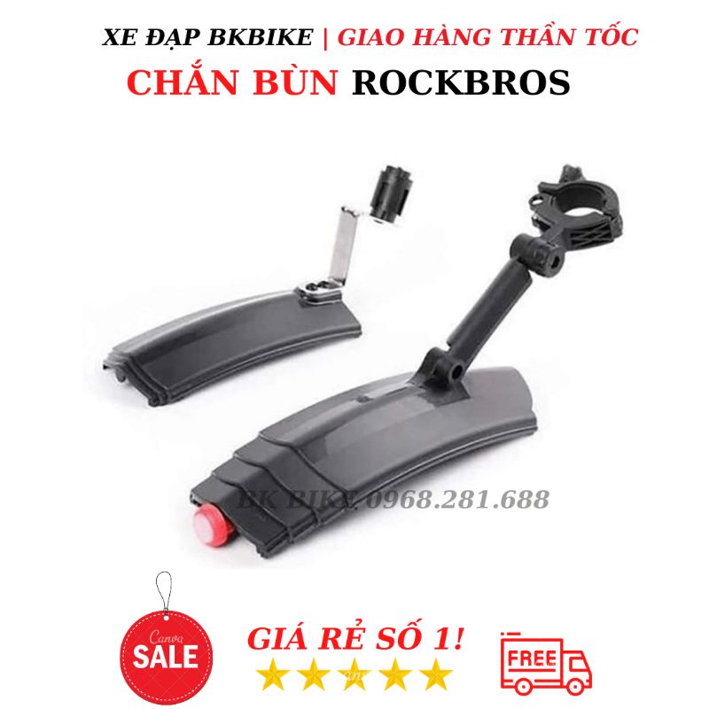 Chắn Bùn Xe Đạp Rockbros - Rút Tiện Dụng, Kèm Đèn Led