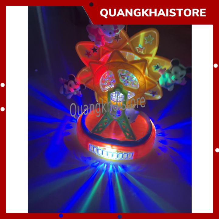 Đồ chơi lồng đèn trung thu cho bé gái hình công viên kitty và mickey có pin nhạc đèn