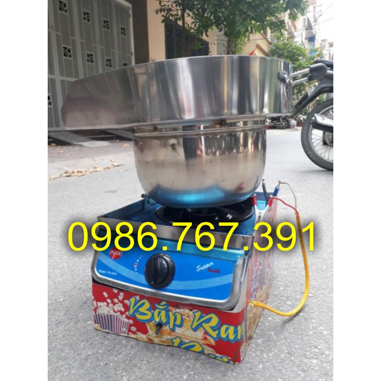 <SALE 20%> Nồi nổ bỏng bắp rang bơ chạy ga, máy nổ bắp rang bơ ga (nồi phi 28 inox siêu đẹp)