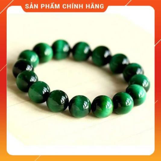 Vòng Phong Thủy - Vòng Đá Mắt Hổ Vân Xanh Lá Hạt Tròn Trơn Vòng Phong Thủy Hợp Mệnh Mộc, Mệnh Hỏa
