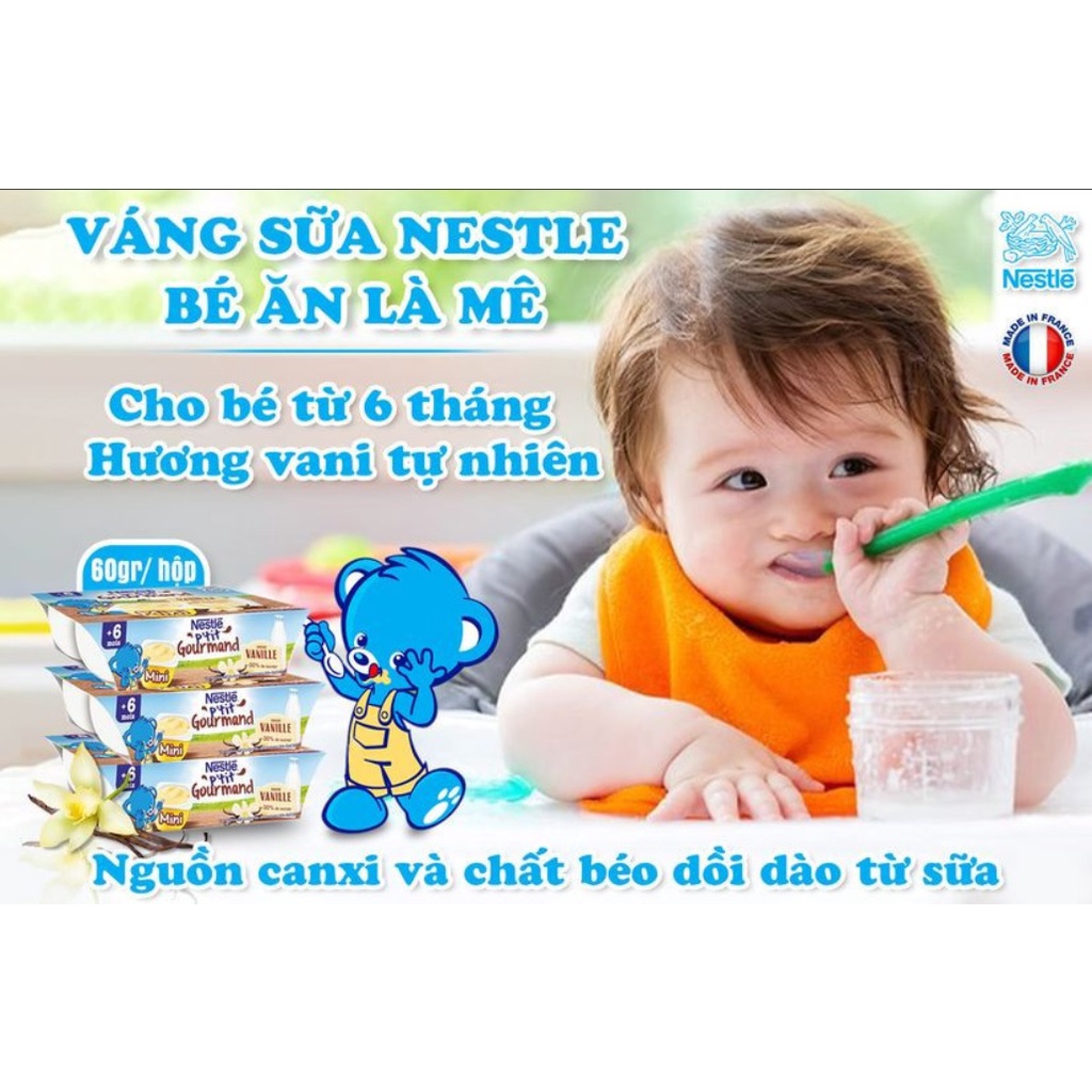 Váng sữa Nestle vị vani cho bé ăn dặm 6m+ (Vỉ 6 hũ)