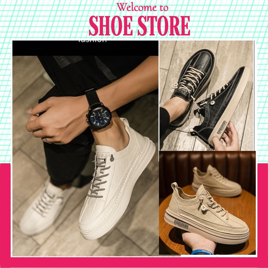 Giày Thể Thao Nam 💖FREESHIP💖 Giày Da Buộc Dây- Phong Cách Trẻ Trung Năng Động