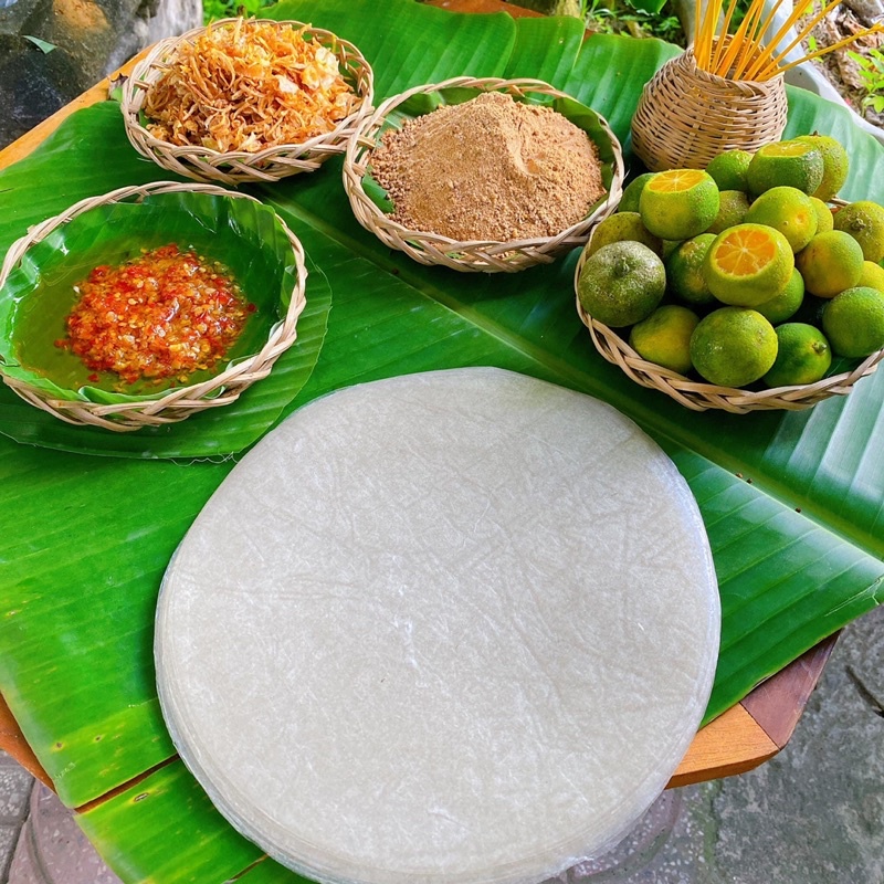 Combo 0.5kg bánh tráng phơi sương (Bánh tráng, sate, hành phi, muối)