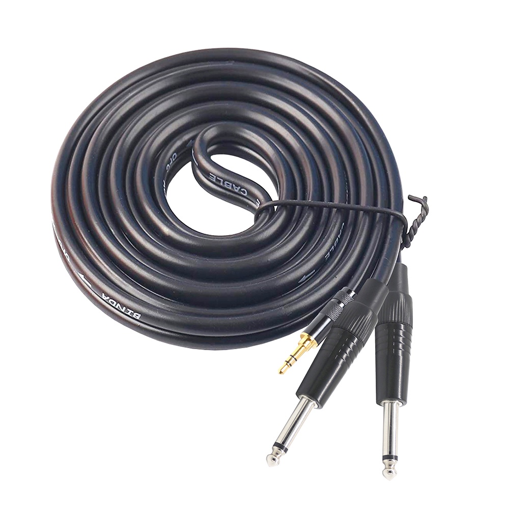 Pophouse 1/8"3.5mm To Double 6.35mm 1/4" Mono Stereo Y-Splitter Headphone Audio Cable