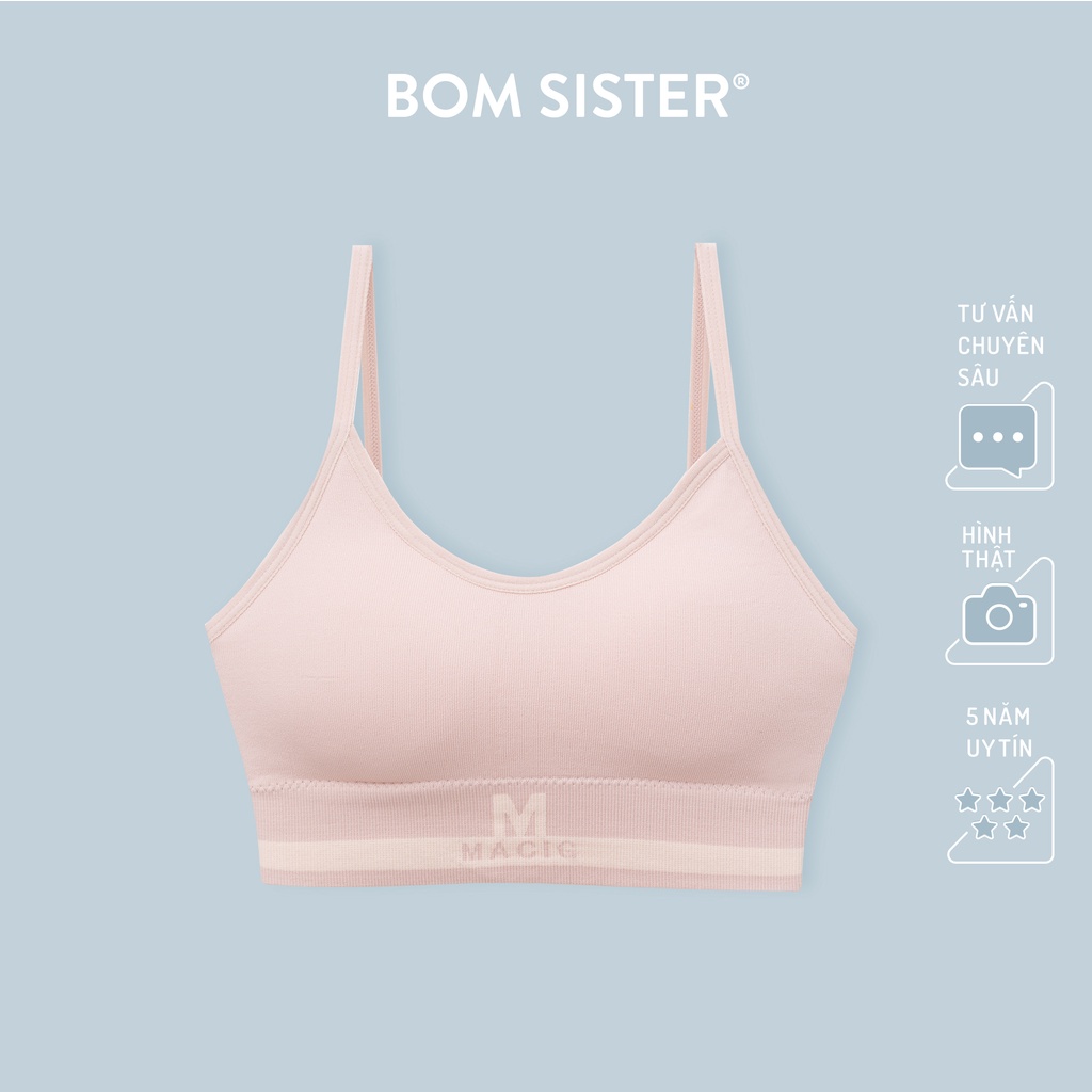 Áo lót thể thao không gọng cotton croptop hoạ tiết chữ nâng ngực tự nhiên BOM SISTER BRS32 | BigBuy360 - bigbuy360.vn