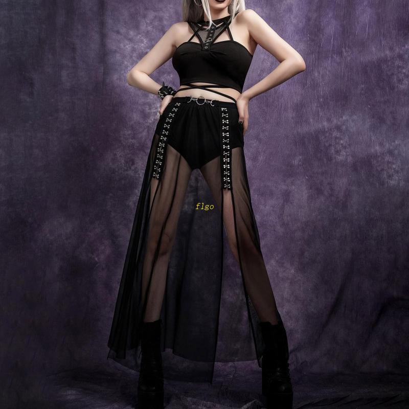 Áo Ống Mỏng Dạng Ống Có Khóa Cài Sau Lưng Phong Cách Gothic Cho Nữ