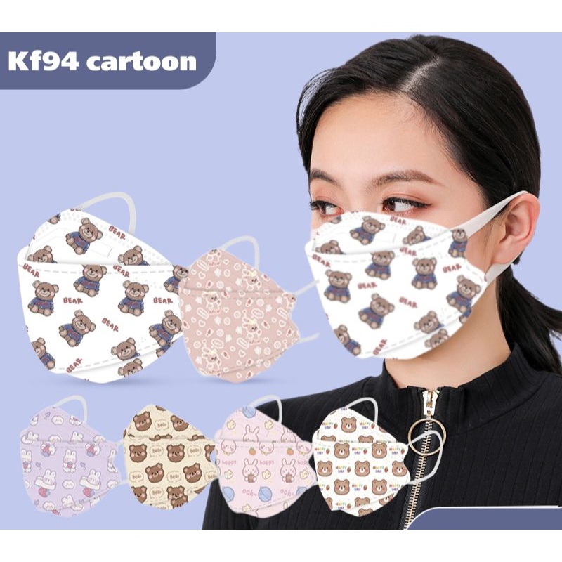 [ Mẫu Mới Có Sẵn ] Gói 10 Chiếc Khẩu Trang KF94 Hoạ Tiết Dễ Thương Size Người Lớn