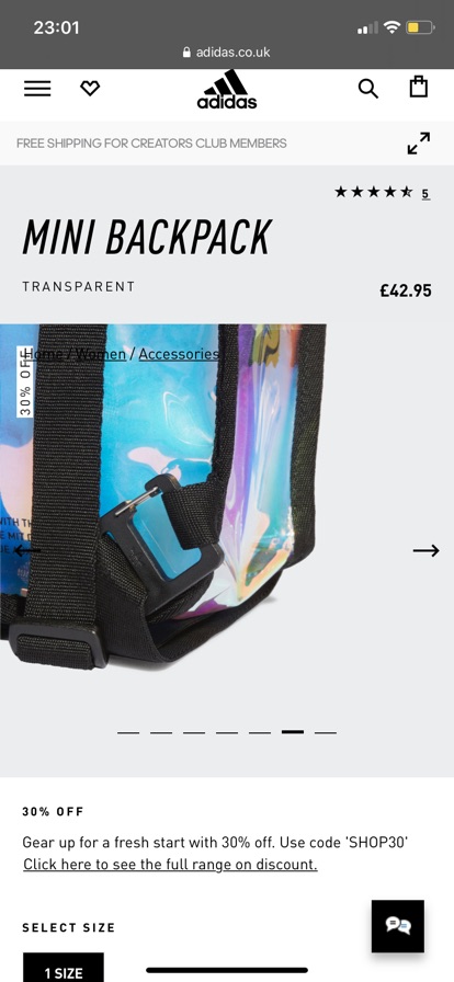 Balo adidas hologram mini backpack chính hãng authenic uk ( + deal sale 30% của shop)
