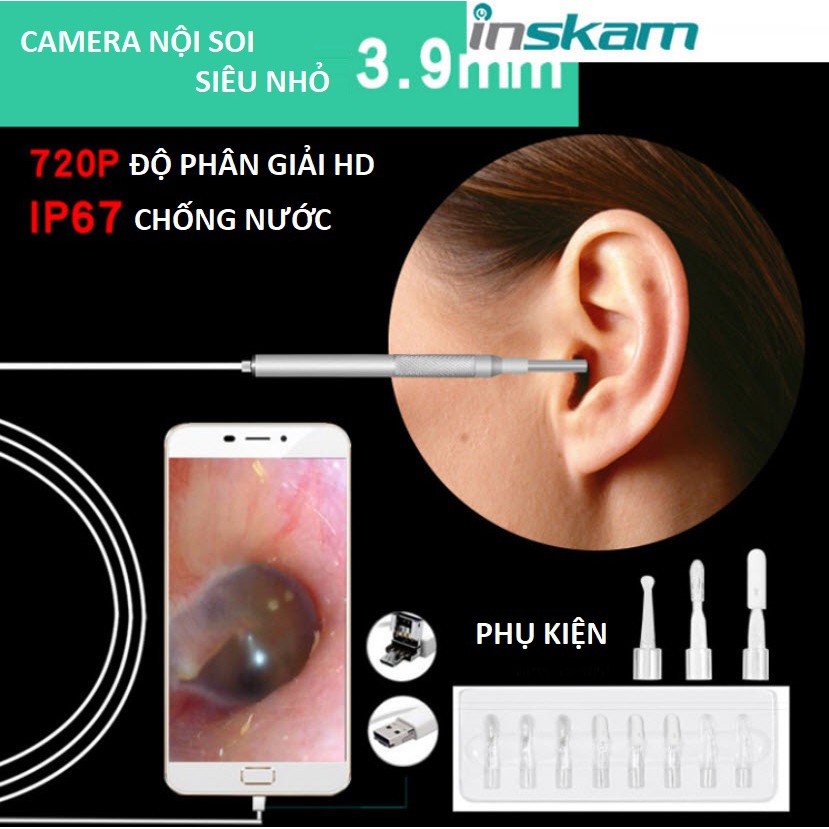 Camera nội soi tai mũi họng HD đầu dò siêu nhỏ 3.9mm inskam 203