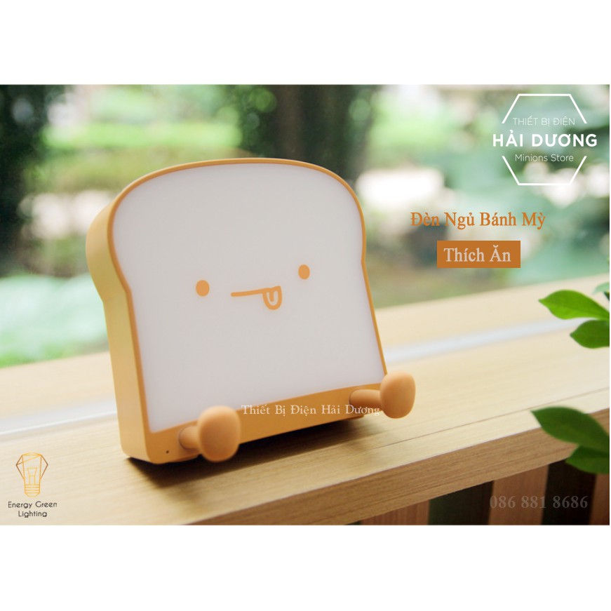 Đèn Ngủ Cạnh Giường Hình Bánh Mì Hoạt Hình Dễ Thương - Pin Sạc Tích Điện - Có giá Đỡ Điện Thoại - 3 Mẫu - Bảo Hành 1 Năm