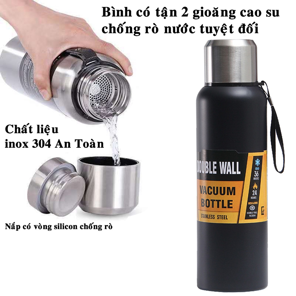 Bình Nước Giữ Nhiệt Cute 1000-1500ml Inox Giữ Nhiệt 8-12 Tiếng Có Nắp Uống, Lưới Lọc Trà, Ly Nước Giữ Nhiệt Nóng Lạnh