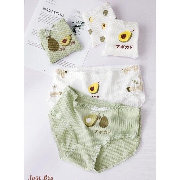 SET 5 Quần chíp tam giác màu trắng, xanh bơ họa tiết siêu kute dễ thương cho các bạn gái