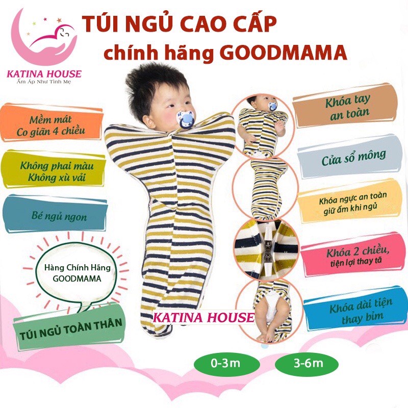 Túi ngủ goodmama hàng chính hãng vải mát mịn, cực đẹp cho bé