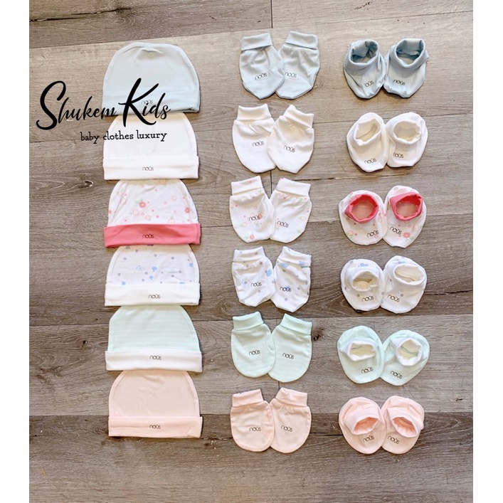 Phụ kiện sơ sinh Nous bao tay chân mũ newborn peptit
