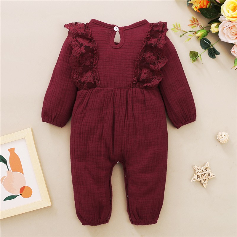 Áo liền quần Mikrdoo vải cotton tay dài thoải mái dành cho bé trai và bé gái 0-18 tháng tuổi