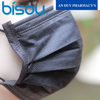 02 hộp khẩu trang 04 lớp kháng khuẩn Bisou màu Đen