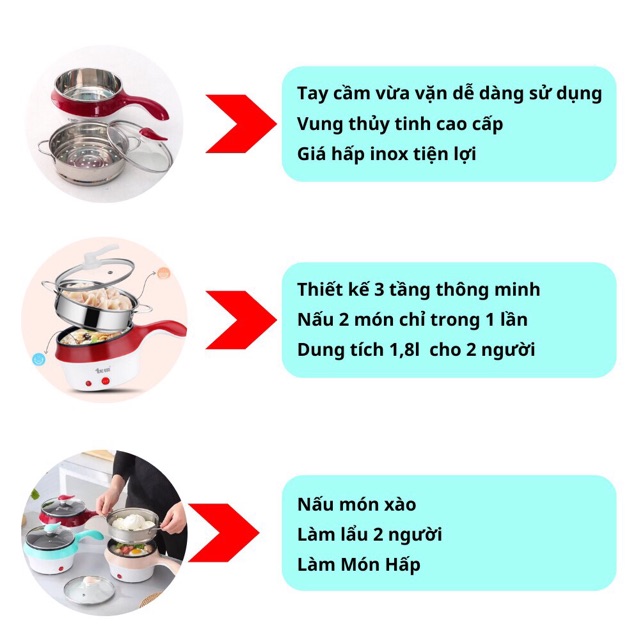 Nồi lẩu điện mini đa năng có tay cầm tiện dụng