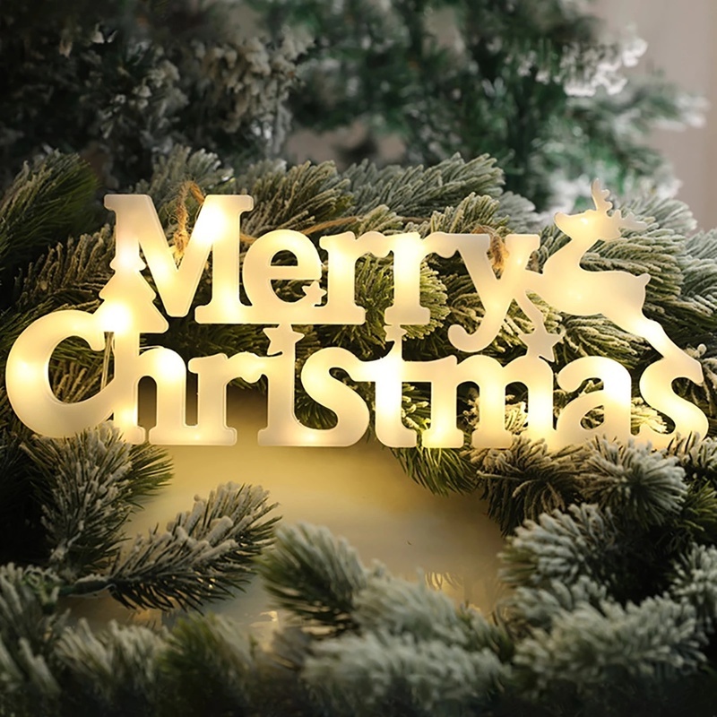 Dây đèn LED Merry Christmas nhiều màu dùng để trang trí cho cây thông Noel/ sân vườn