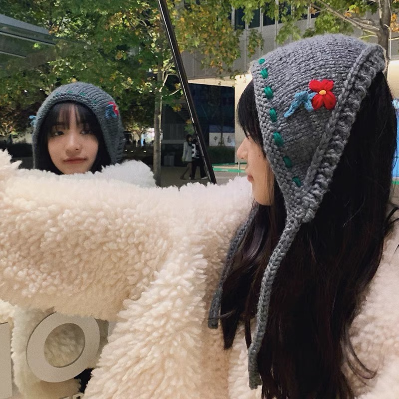 Băng đô cài tóc MG STUDIO dệt kim họa tiết hoa phong cách vintage