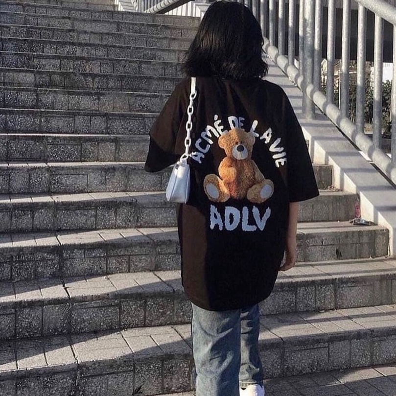 Áo phông nữ nam Teddy Bear, áo phông rộng ADLV hình gấu, áo thun The Box Studio unisex form rộng bản chuẩn 1:1