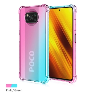 Ốp Lưng Cho Xiaomi Poco X3 NFC X 3 M3 M4 X4 Pro F3 F4 Gradient Trong Suốt Cầu Vồng Nhiều Màu Sắc Bao Mềm TPU Trong Suốt Vỏ Điện Thoại