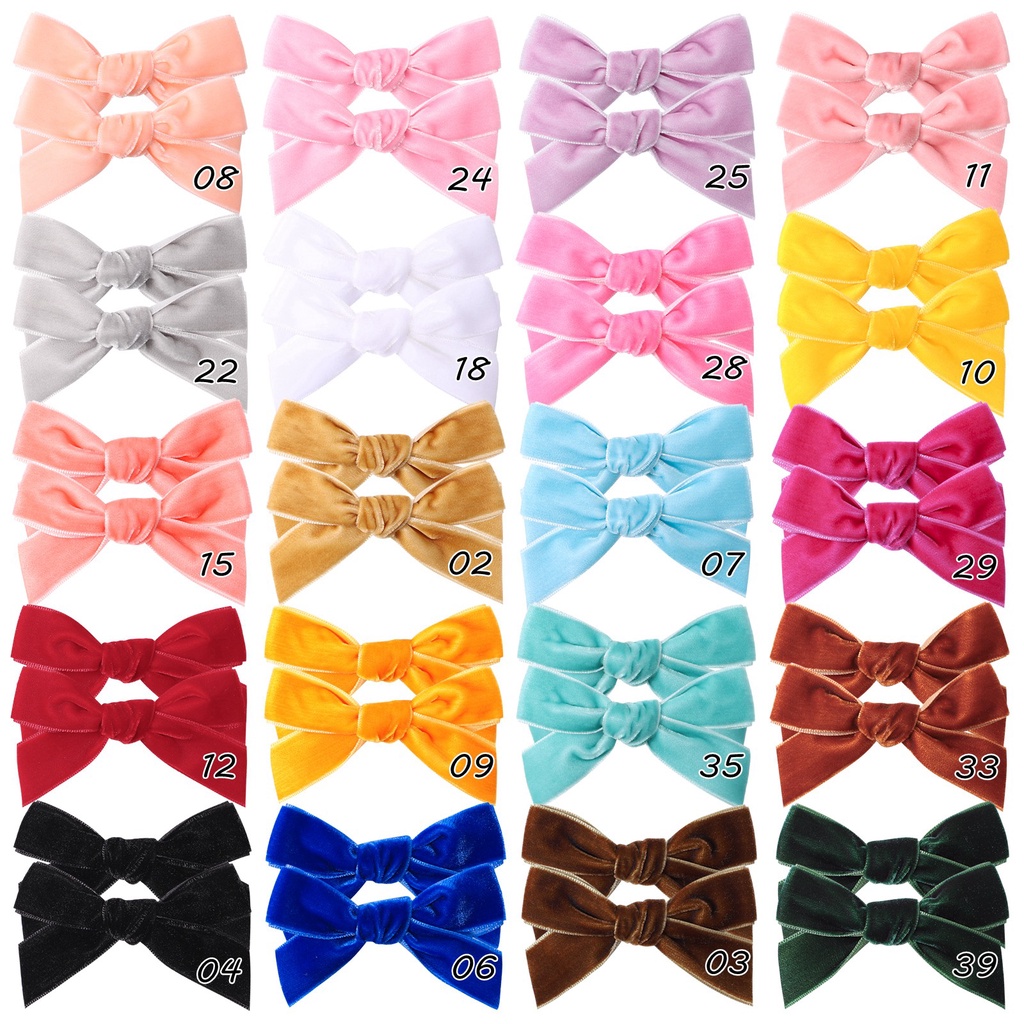Set 2 kẹp tóc KIDSBOWS đính nơ vải nhung 3.1 inch xinh xắn dễ thương dành cho bé gái