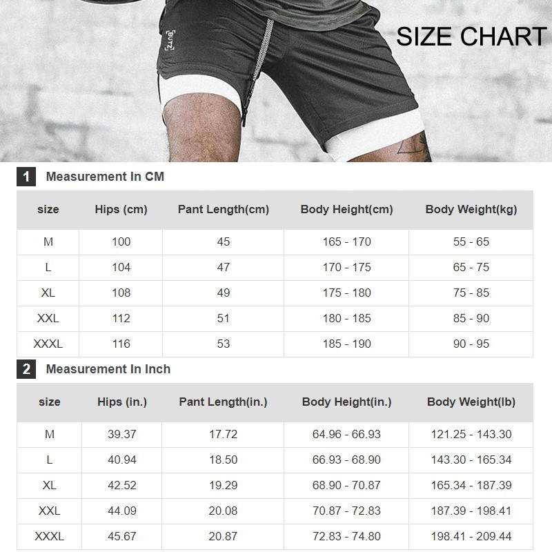 Sports Shorts Men's 2 In 1 Fitness Jogging Training Shorts