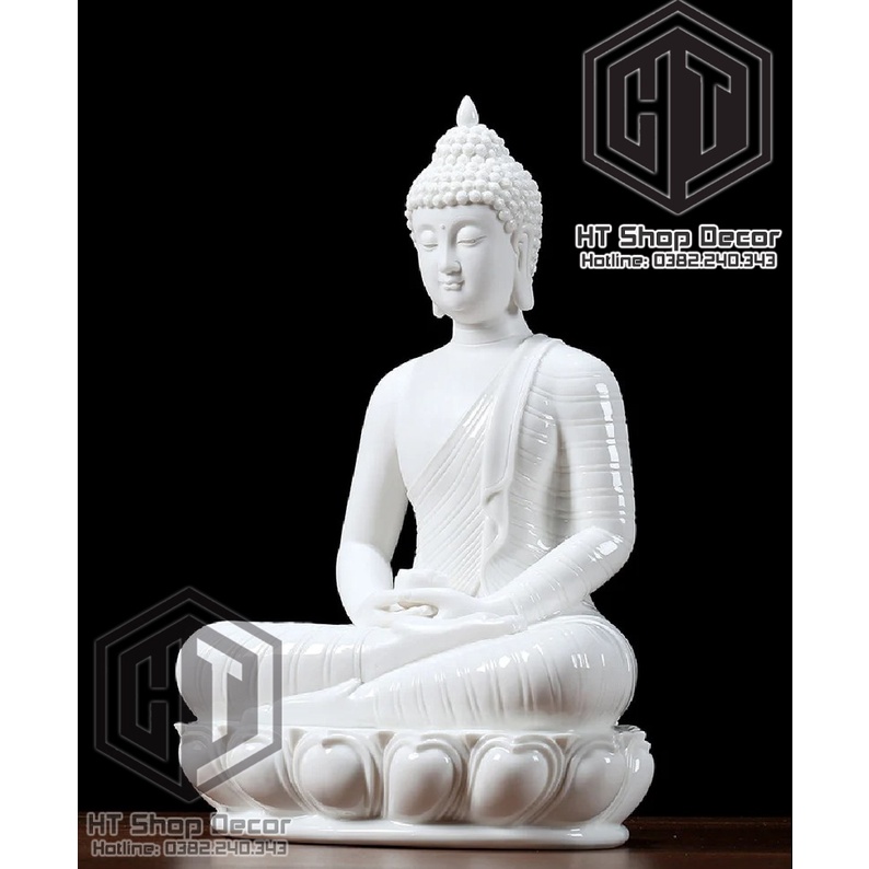 Tượng Thích Ca styles Thái 30cm màu trắng sứ