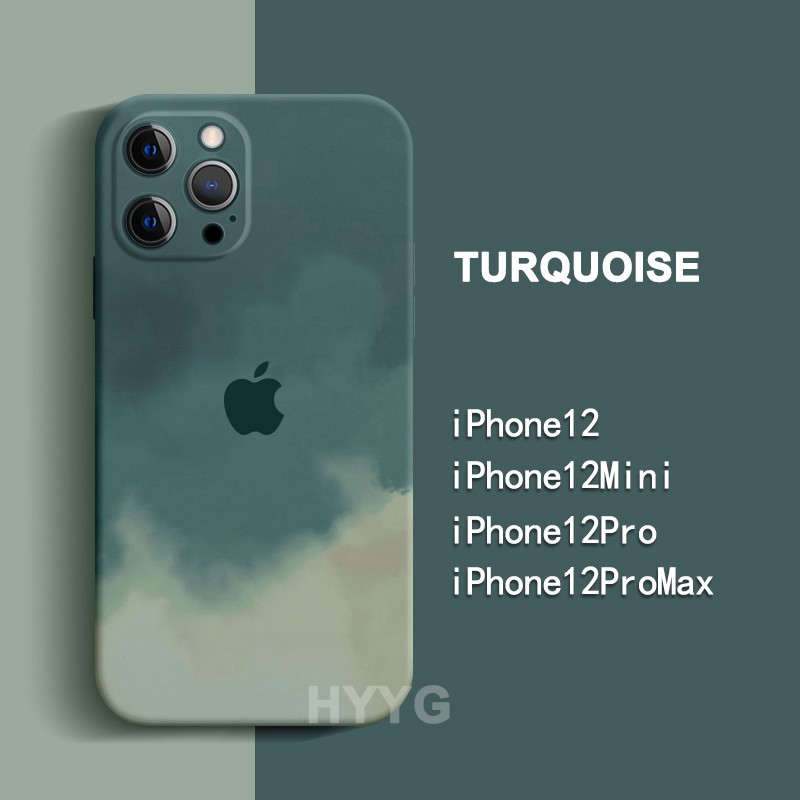 New Square Watercolor Render Nghệ thuật màu nước iPhone 6S 7 8 Plus XS Max XR 11 Soft Pack Liquid Silicone SleEVed Camera Full protection chống sốc tay áo