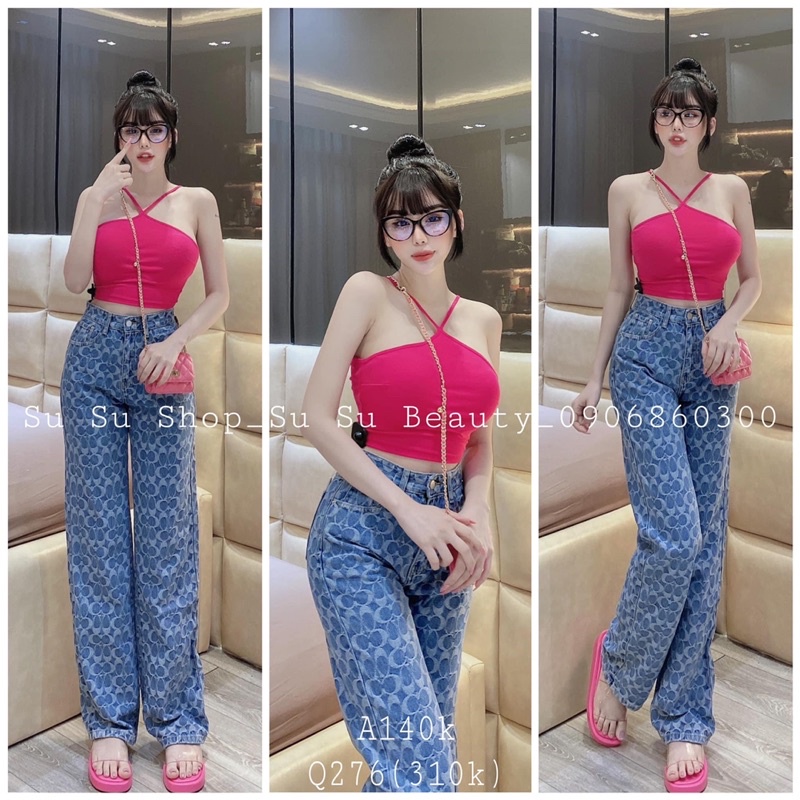 Áo croptop yếm thun borip 2 lớp siêu đẹp ạ