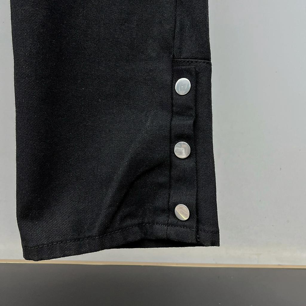Cargo pants kaki nút bấm lưng thun ống rộng unisex , quần ống rộng túi hộp cạp thấp nam nữ phong cách y2k - gin store