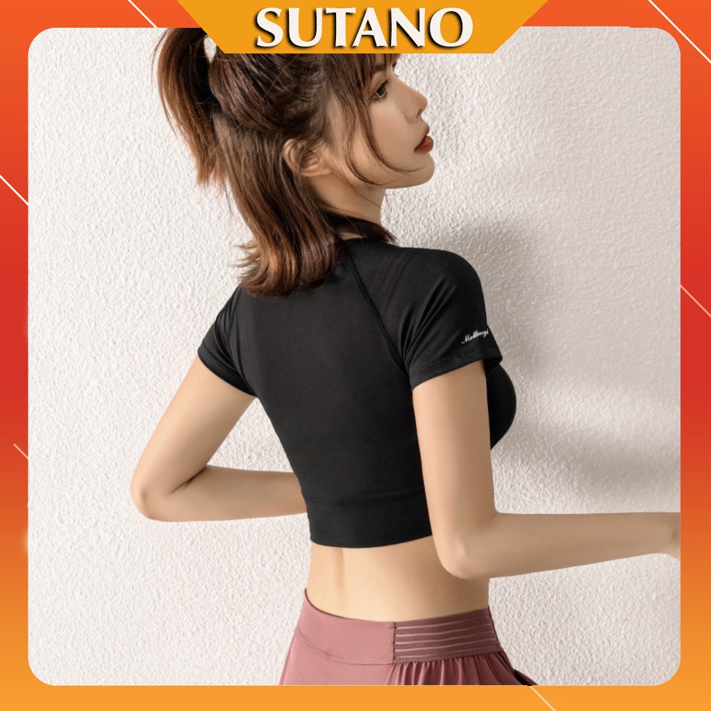Áo croptop- áo tập thể thao gym yoga vải cao cấp thông thoáng co dãn 4 chiều thấm hút mồ hôi A493 SUTANO