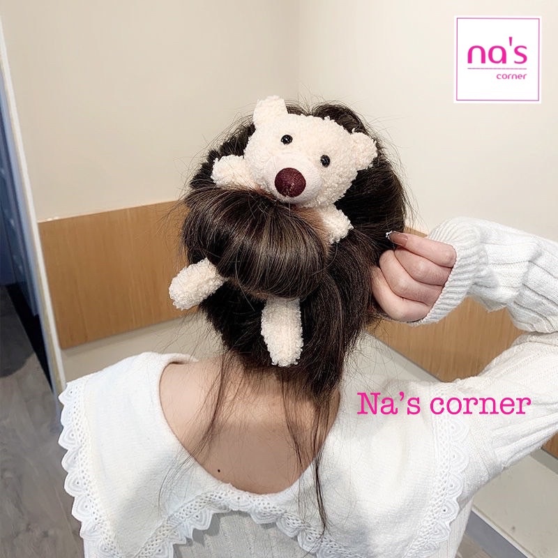 Cột tóc buộc tóc gấu bông siêu êm mịn tai thỏ
