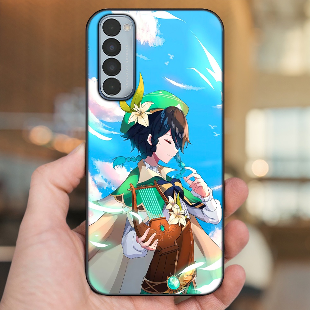 Ốp lưng Oppo Reno 4 Pro viền đen in hình Venti Genshin Impact