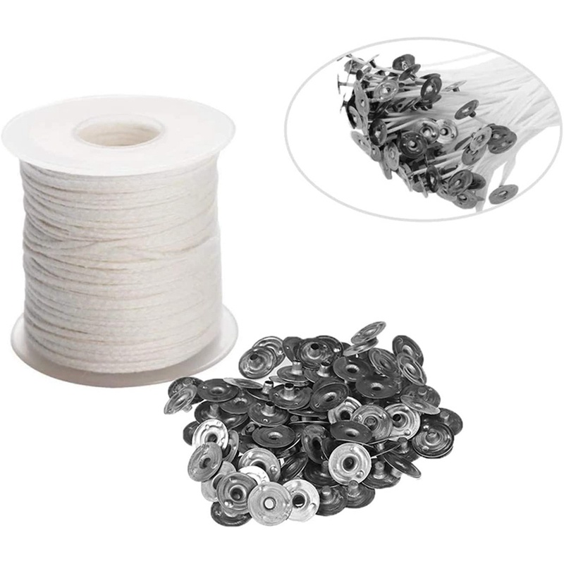 1 Cuộn 200Ft / 61M Dây Bấc Đèn Cầy Bằng Cotton + 100 Dây Bấc