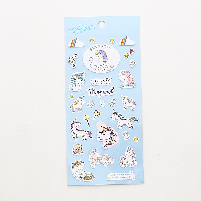 Sticker Dán Trang Trí Sổ Tay diy Hình Kỳ Lân Dễ Thương Sáng Tạo Phong Cách Hàn Quốc