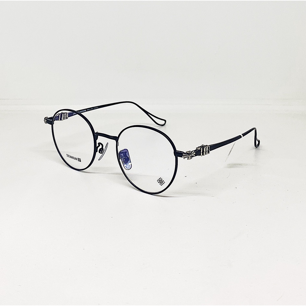 Gọng kính cận nam nữ NHUNG HIẾU dáng tròn Sinnergasm phong cách chrome heart titan cao cấp
