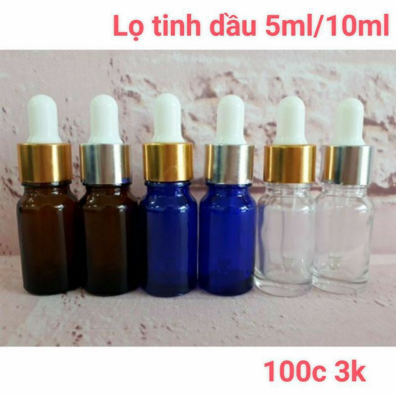 Lọ Chiết Serum ❤ RẺ VÔ ĐỊCH ❤ Chai lọ đựng tinh dầu 10ml,5ml Khoen vàng chiết mỹ phẩm , phụ kiện du lịch