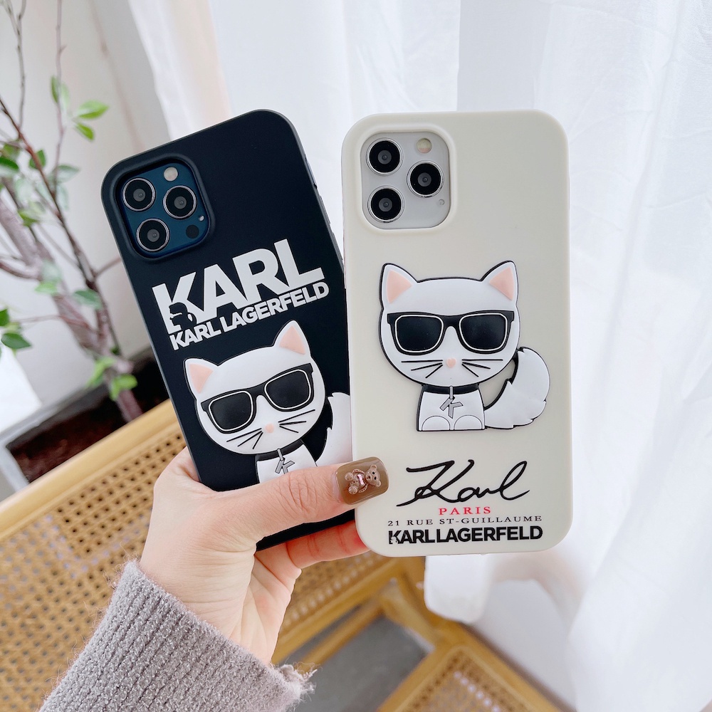 Ốp điện thoại TPU họa tiết mèo Karl Lagerfeld đáng yêu thích hợp cho IPHONE 13 12 11 PRO MAX X XS XR 7 8 PLUS