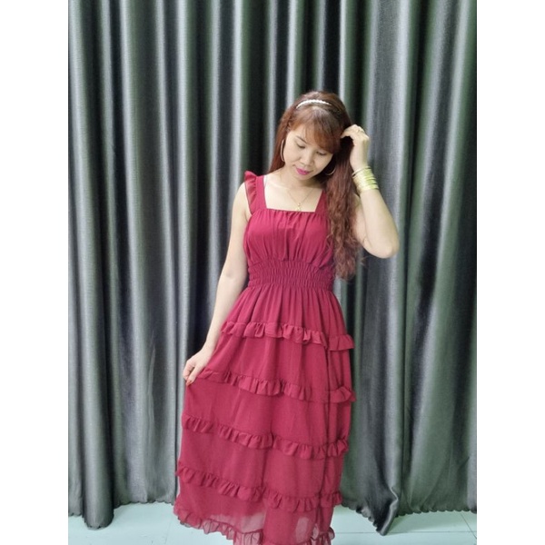 Đầm Maxi Tầng 2 Dây Cánh Tiên
