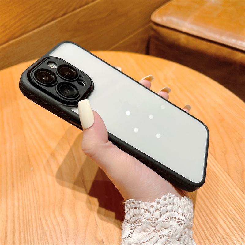Ốp Điện Thoại Cứng Màu Trong Suốt Có Khung Bảo Vệ Camera Cho iPhone 13 14 Pro Max 14 Plus ip14pro