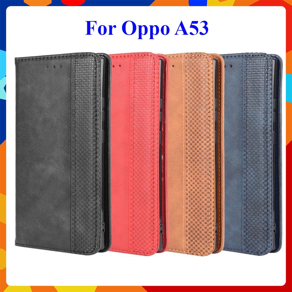 Bao da dạng ví Oppo A53 (cam kết xịn) hit nam châm, ngăn đựng thẻ tiền tiện lợi