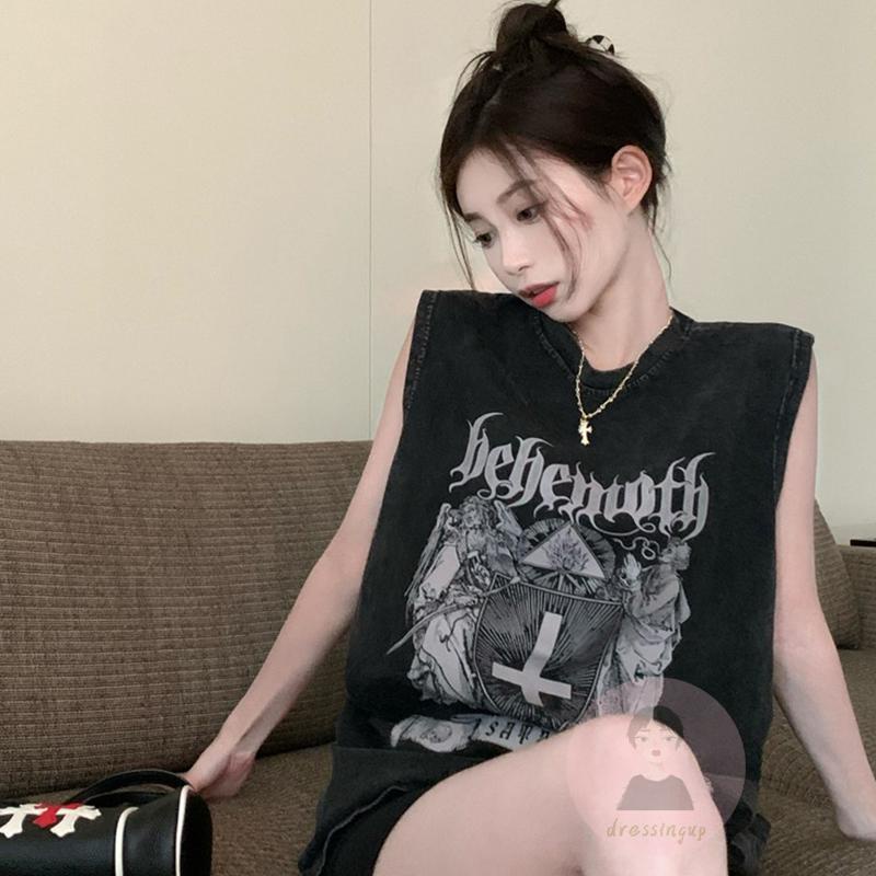 Áo Tank Top Không Tay Cổ Tròn In Chữ Thời Trang Mùa Hè Dành Cho Nữ