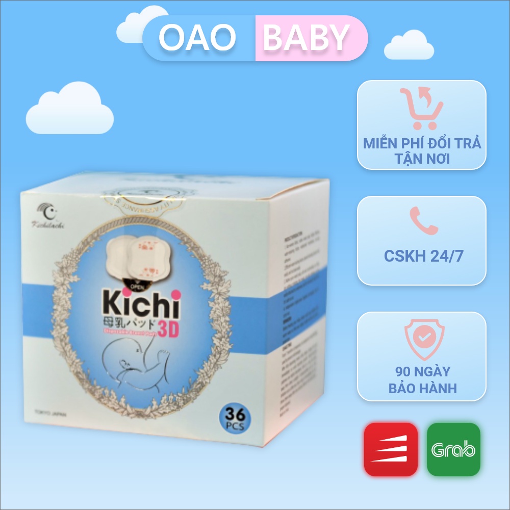 Miếng lót thấm sữa Kichilachi 3D, lót thấm sữa dạng tổ ong thấm hút nhanh nhiều, dùng 1 lần không giặt được (36 Miếng)