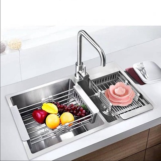 Rổ kéo rút gọn inox bồn rửa bát rửa chén,Kệ giá rổ gác bồn rửa chén bát đĩa inox 304