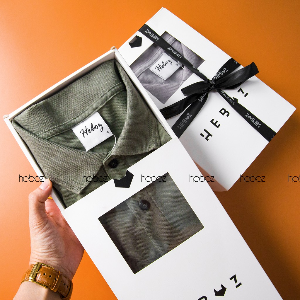 [HẾN STORE MENSWEAR] Áo polo Heboz logo thêu 6M - vải cotton pha co giãn 4 chiều đẹp in logo, form slimfit -00000372