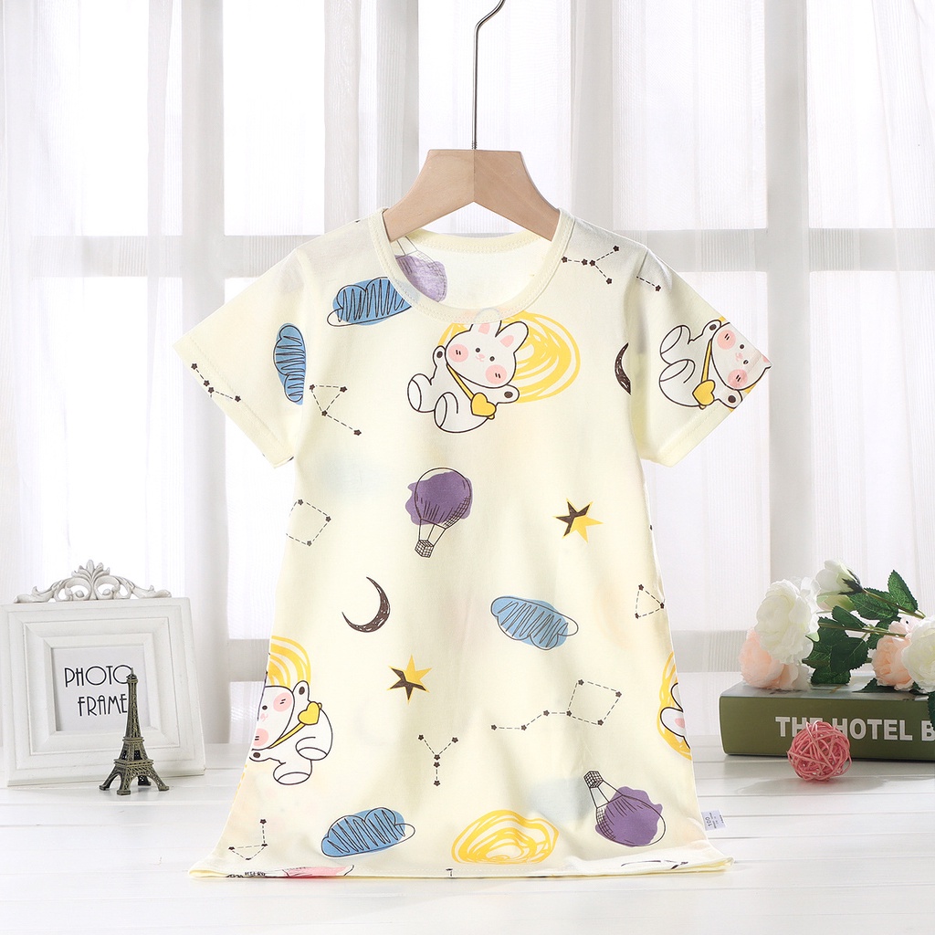 Đồ ngủ cotton Tay Ngắn Phong Cách Hàn Quốc Thời Trang Mùa Hè Mới Cho Bé Gái GYLTZ322