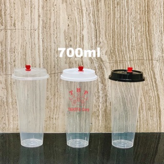 Ly nhựa trà sữa dày 700ml (50 bộ) nắp đen/trắng/trong