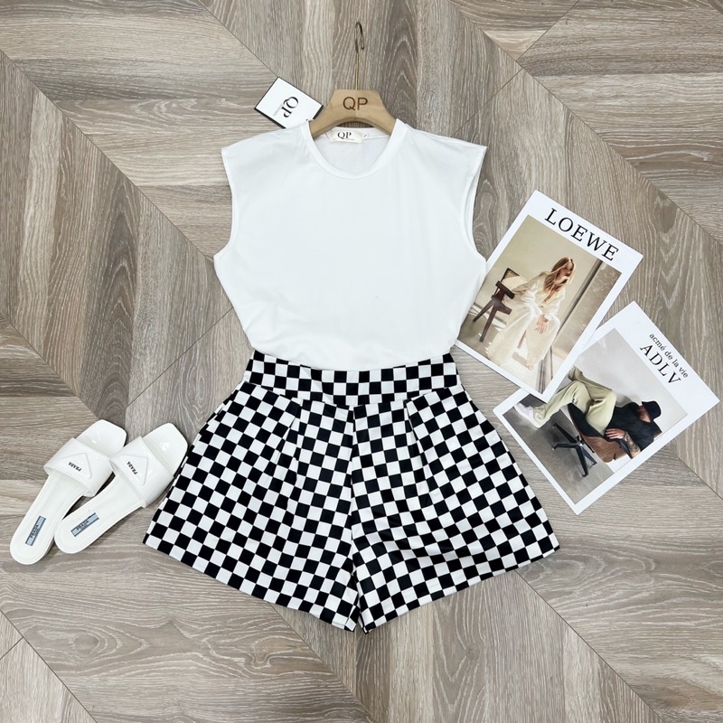 Set áo cộng quần caro